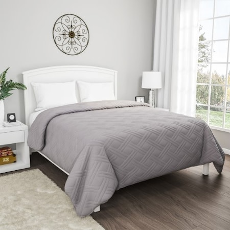 Quilt Coverlet With Weave Quilted Pattern Lightweight Bedding For All Seasons (Twin, Gray)